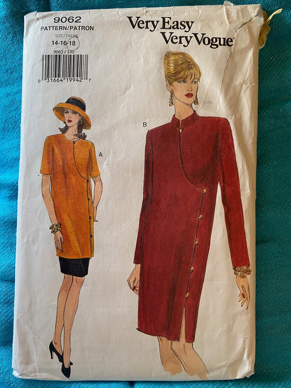Vogue sewing pattern 9062 tunic dress skirt Size 14 16 18